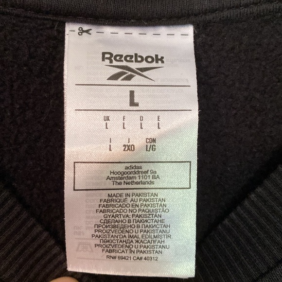 Men’s Black Reebok Sweatshirt Large - Picture 3 of 3